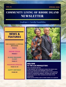 front page of Community Living of RI Newsletter Spring 2025 issue