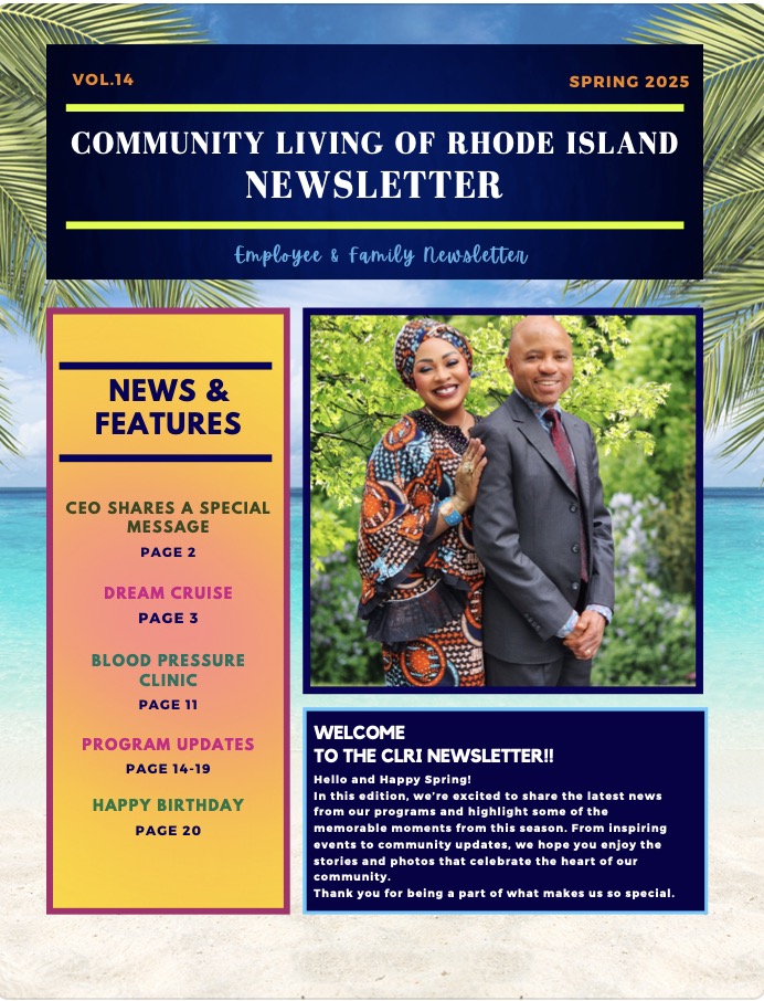front page of Community Living of RI Newsletter Spring 2025 issue
